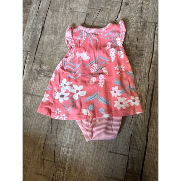 Carter’s Newborn Floral Dress Bodysuit Pink Striped Top Baby Girl Outfit - Picture 3 of 3